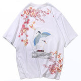 Tee-shirt aux motifs fleurs japonais blanc