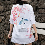 Tee-shirt aux motifs fleurs japonais femme