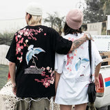Tee-shirt aux motifs fleurs japonais homme et femme