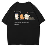 Tee-shirt chats japonais noir