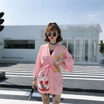 Veste kimono court femme japonaise rose