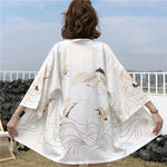 Veste kimono courte femme blanc