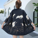 Veste kimono courte femme noir