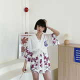 Veste kimono haori femme blanche avec ceinture