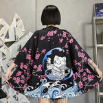 Veste kimono haori femme noir