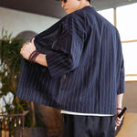 Veste kimono homme avec rayures bleu marine
