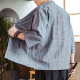 Veste kimono homme avec rayures gris clair