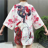 Veste kimono imprimé blanc