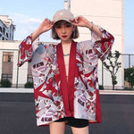 Veste kimono imprimé femme japonaise