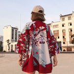 Veste kimono imprimé femme motifs japonais