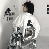 Veste kimono japonais dragon blanc