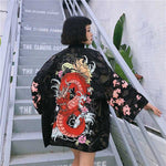 Veste kimono japonais femme dragon