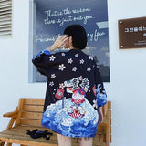 Veste légère kimono femme noire 
