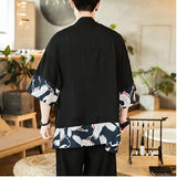 Veste longue kimono homme noir 