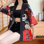Veste style kimono cardigan japonais noir