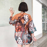 Veste style kimono femme marron