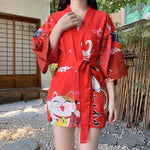 Veste style kimono japonais rouge avec ceinture