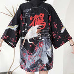 Veste type kimono noir avec motifs
