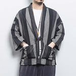 Yukata haori kimono veste noir et gris